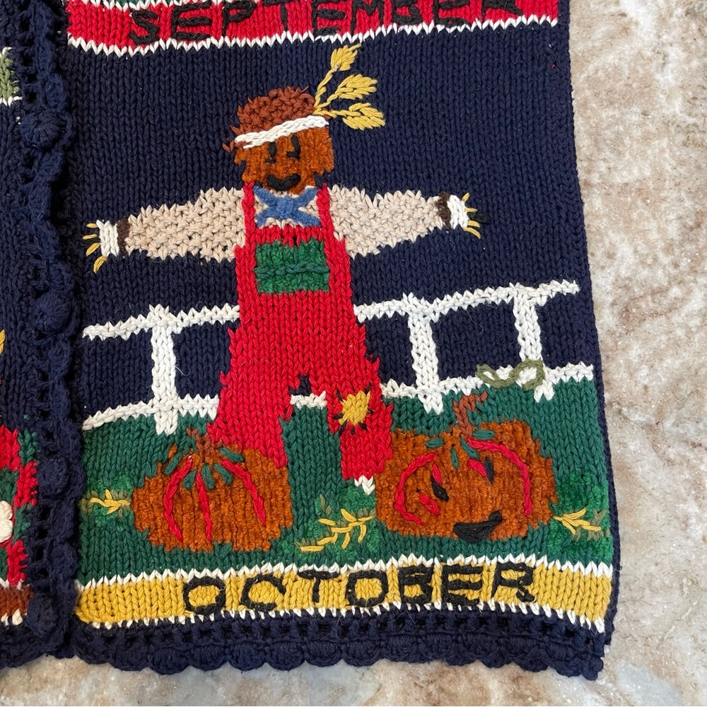 Vintage Hand Knit Embroidered Fall Winter Holiday Ugly Sweater Vest - Picture 6 of 13